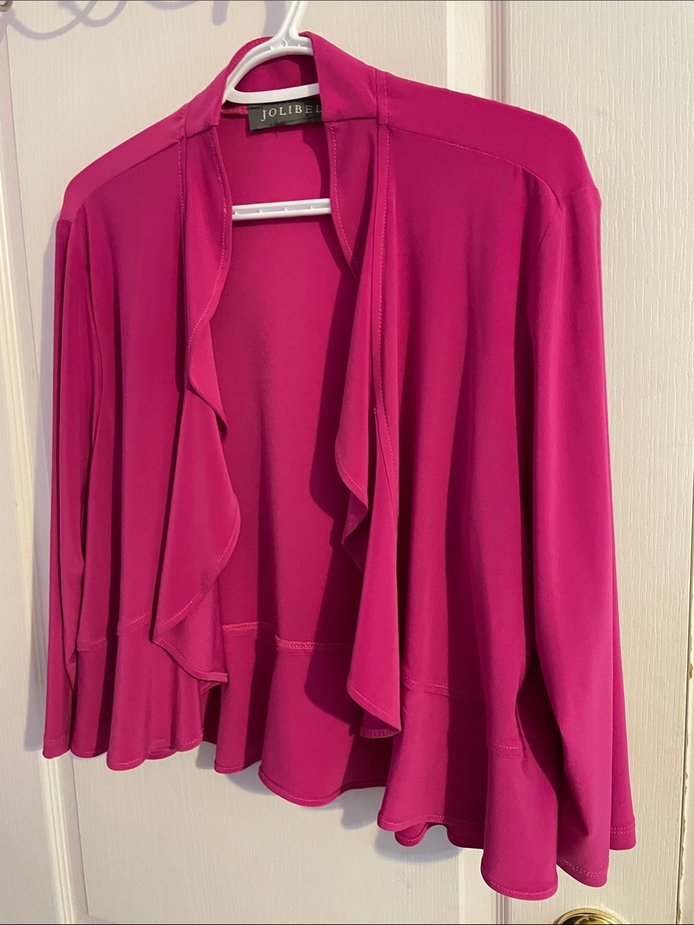 Jolibelle Women's Fuchsia Ruffled Open-Front Cardigan